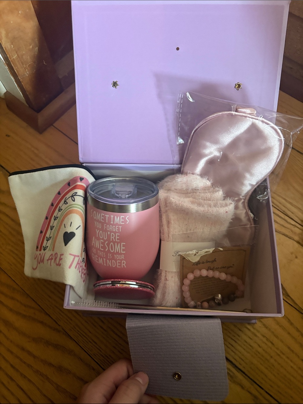 Pink Self-Care Gift Box with Mug, Eye Mask & Socks